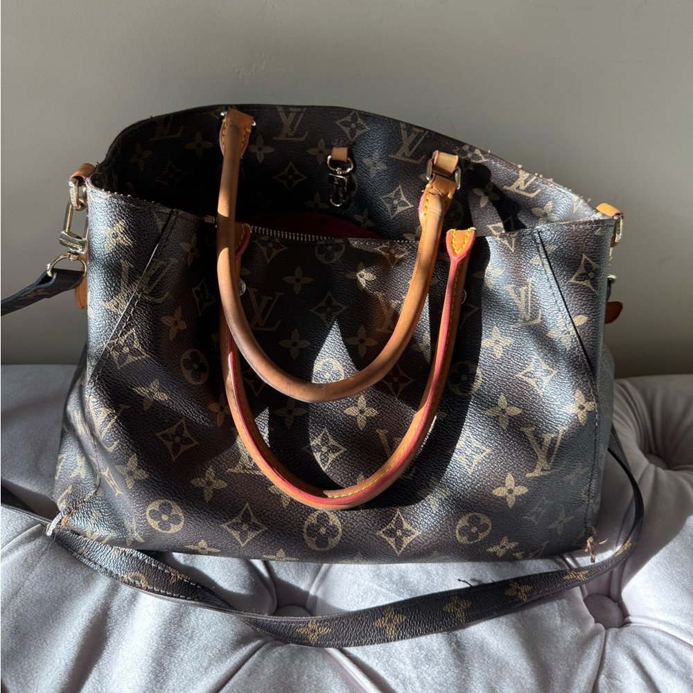 Brown and tan Monogram Tote Bag